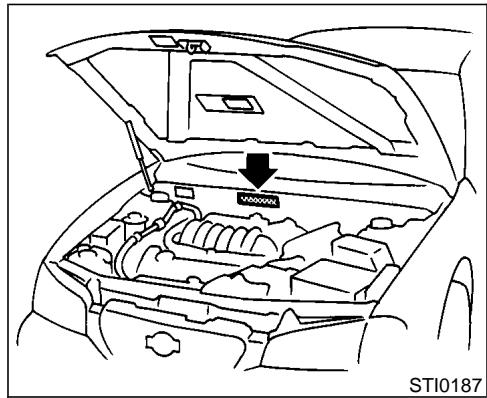 NISSAN MAXIMA 2002 - PLAQUE D'IDENTIFICATION DU VEHICULE (VIN) - 1