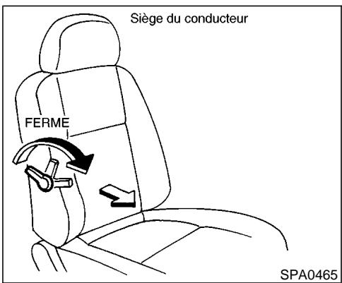 NISSAN PATHFINDER 2002 - Relevage du siège (si le vehicule en est équipé sur le siège du conducteur) - 1