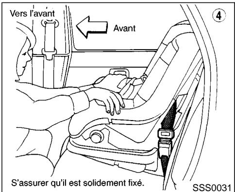 NISSAN PATHFINDER 2002 - POSE DU DISPOSITIF DE RETENUE POUR ENFANT SUR LA POSITION ASSISE ARRIÈRE CENTRALE - 3