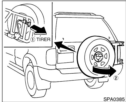 NISSAN PATHFINDER 2004 - SUPPORT DE ROUE DE SECOURS (si le véhicule en est équipé) - 1