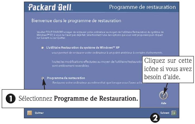 PACKARD BELL I XTREME 2601 - UTILISATION DU PROGRAMME DE RESTAURATION - 1