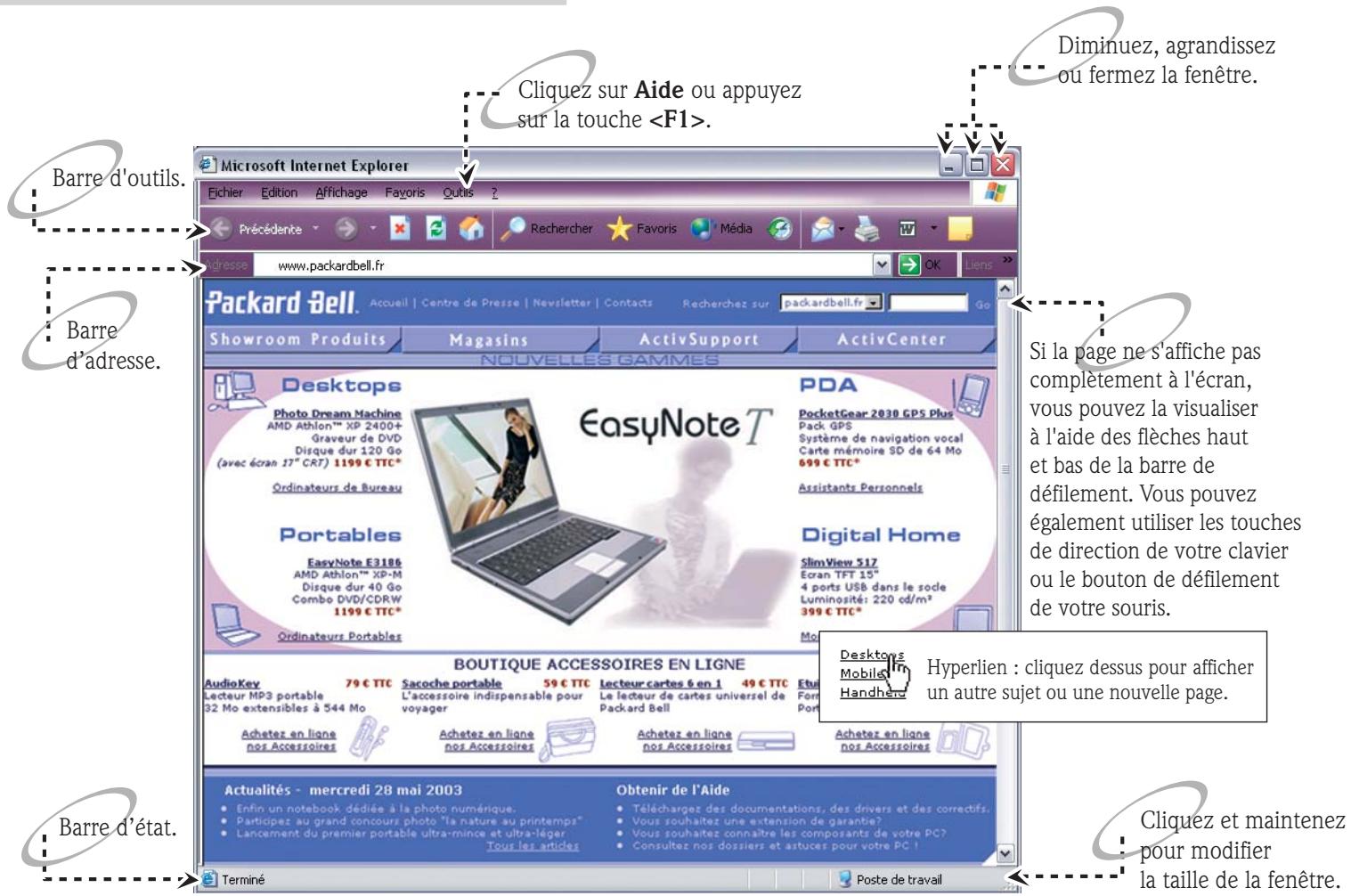 PACKARD BELL IMEDIA 7052 POWER CINEMA - CHARACTERISTIQUES DU NAVIGATEUR - 1
