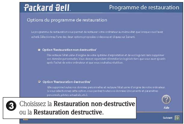 PACKARD BELL IXTREME 1822 - UTILISATION DU PROGRAMME DE RESTAURATION - 2