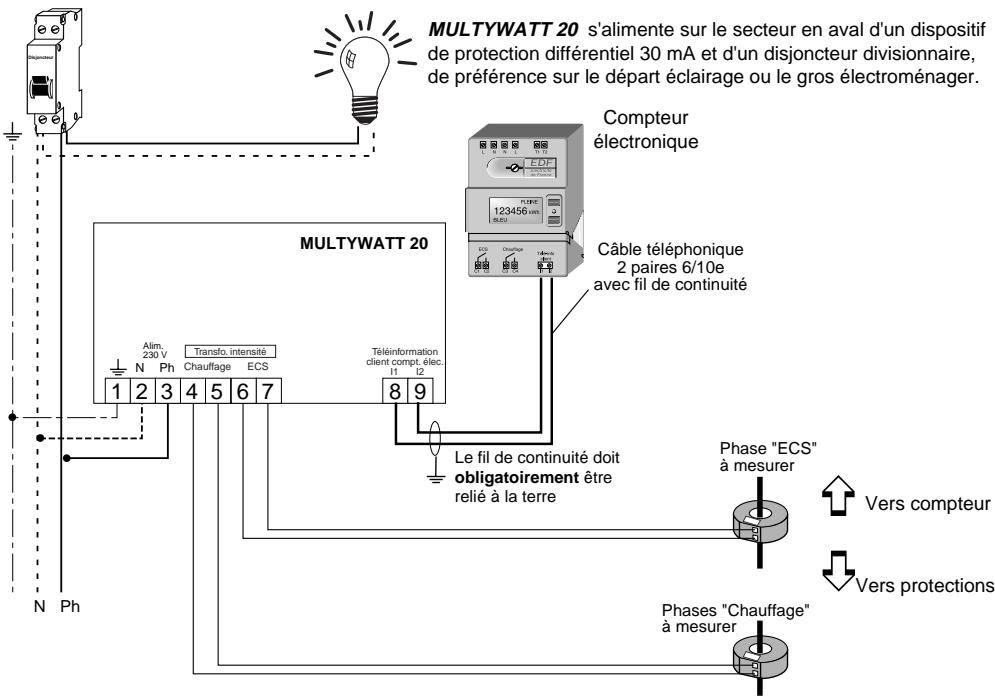 DELTA DORE MULTYWATT 20 - Pour le raccordement au compteur électronique : - 2