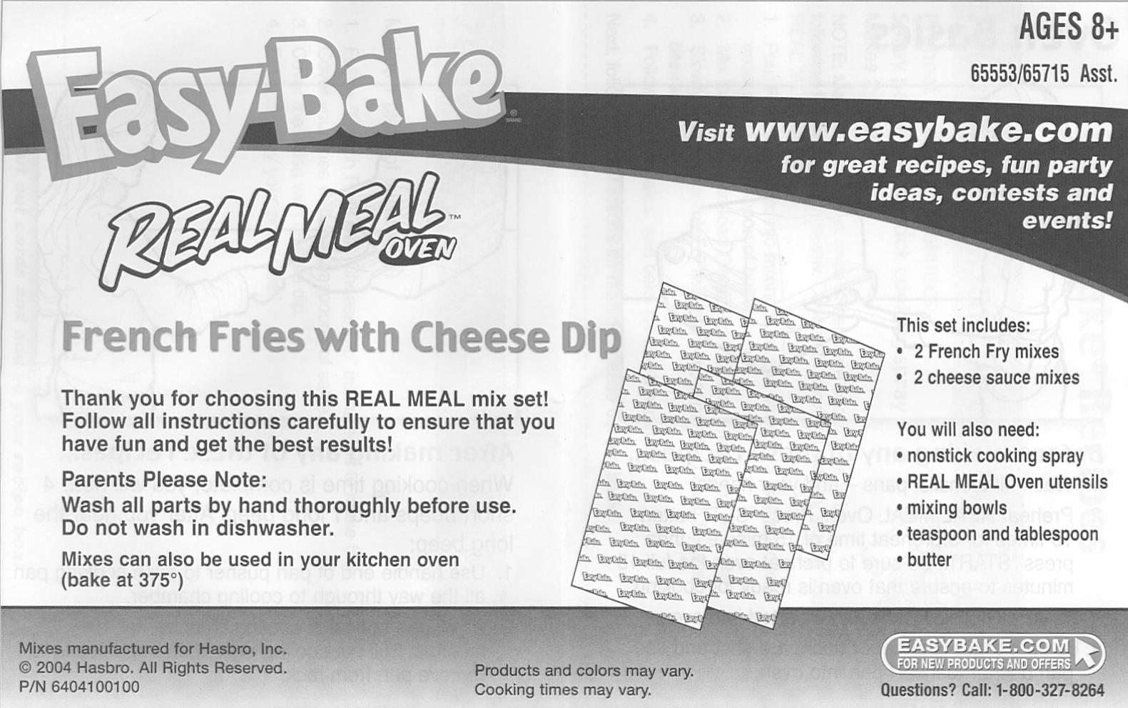 HASBRO EASY BAKE REAL MEAL OVEN FRIES WITH CHEESE DIP - 1