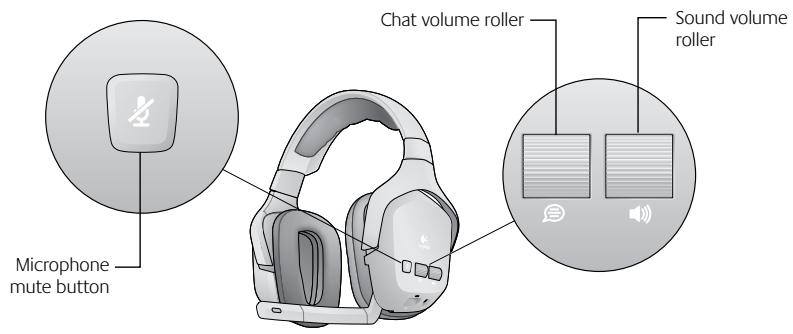 LOGITECH F540 - Using the volume rollers and microphone mute button - 1