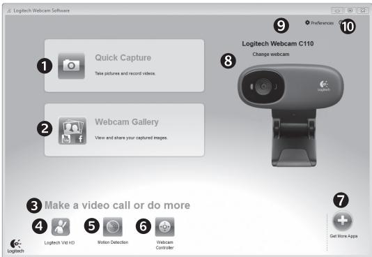 LOGITECH C170 - Bedienung der Logitech Webcam-Software - 1