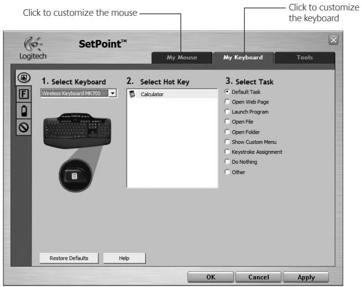 LOGITECH DESKTOP MK120, WIRELESS DESKTOP MK270, WIRELESS DESKTOP MK330, WIRELESS DESKTOP MK710 - Customizing the keyboard and mouse - 1