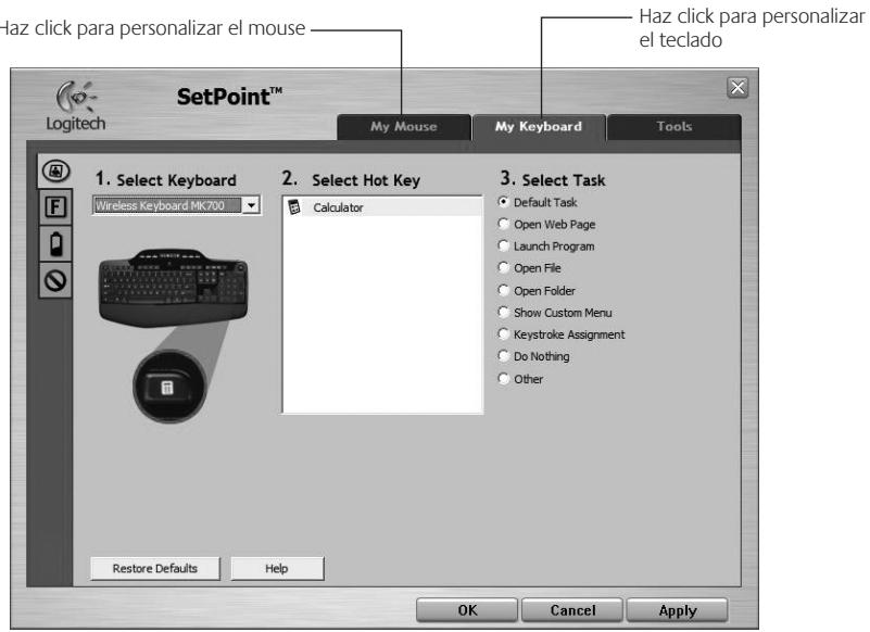 LOGITECH DESKTOP MK120, WIRELESS DESKTOP MK270, WIRELESS DESKTOP MK330, WIRELESS DESKTOP MK710 - Personalizacion del teclado y el mouse - 1