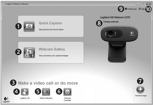 LOGITECH HD WEBCAM C270 - Navigación por el software de la webcam Web Logitech - 1