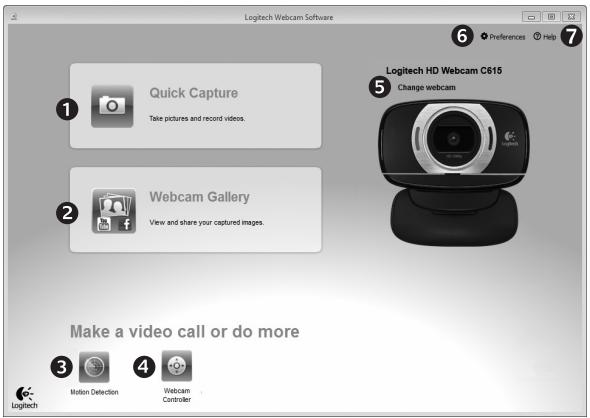LOGITECH HD WEBCAM C615 - Funktionen der Logitech Webcam-Software - 1