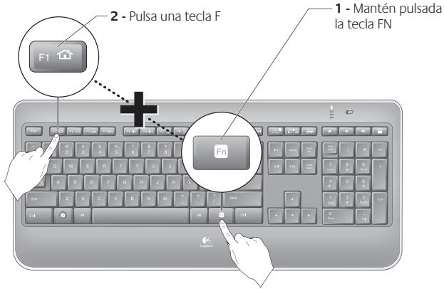 LOGITECH WIRELESS ILLUMINATED KEYBOARD K800 - \section*{Característica del teclado: Uso de teclas F} - 2