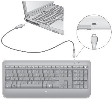 LOGITECH WIRELESS ILLUMINATED KEYBOARD K800 - Recharge du clavier - 1
