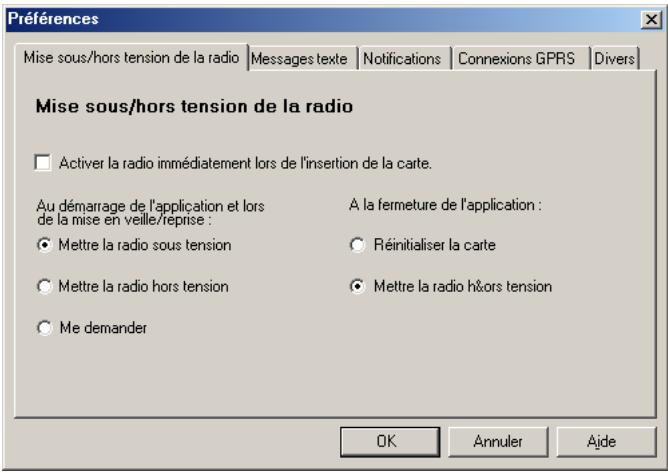 SONY ERICSSON GC85 - Préférences de wireless manager - 1