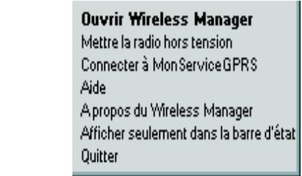 SONY ERICSSON GC85 - Menu de l'icône wireless manager - 3