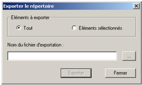 SONY ERICSSON GC85 - Pour exporter une entrée ou un répertoire : - 1