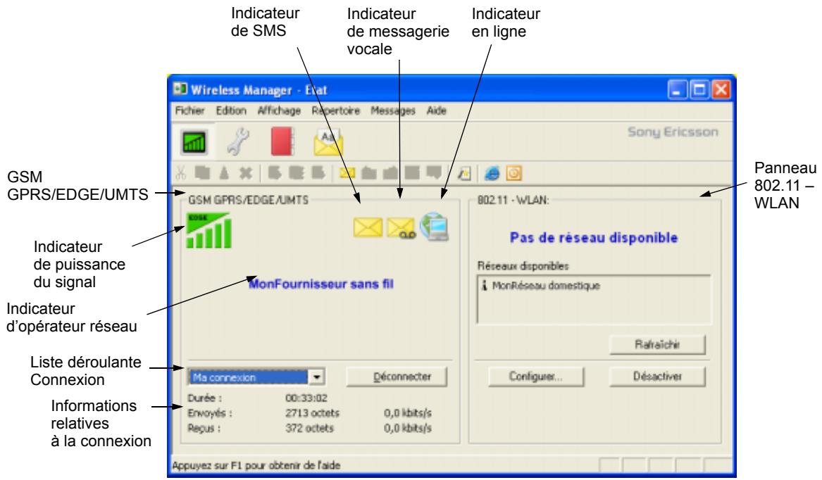 SONY ERICSSON GC89 EDGE-WIRELESS LAN PC CARD - Affichage état du gestionnaire sans fil - 1