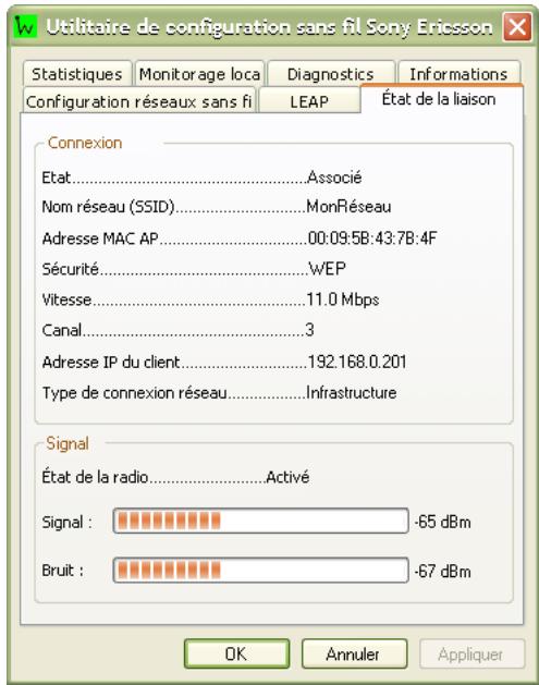 SONY ERICSSON GPRS-WIRELESS LAN PC CARD GC79 - Affichage de l'état de votre connexion sans fil - 1