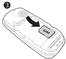 SONY ERICSSON J220I - Pour insérer la carte SIM et la batterie - 3