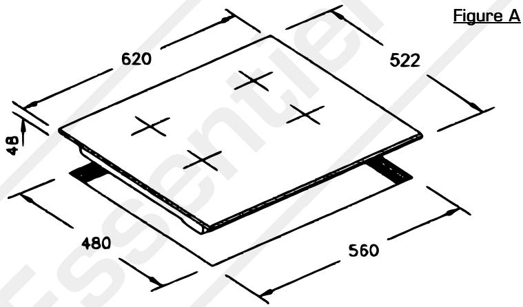 ESSENTIELB ETG 43I,  ETG 53I - 1) Encastrement dans le plan de travail - 1