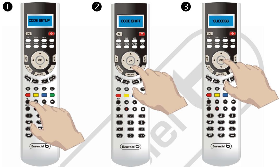 ESSENTIELB QUATUOR - Occupation de la touche AUX par un deuxième apparéil (Code-Shift) - 1