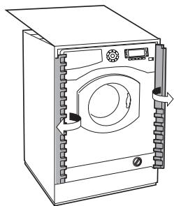 SCHOLTES SMLE 129 - Application du panneau d'habillage en bois sur la porte et montage du machine à laver à l'intérieur des éléments: - 3
