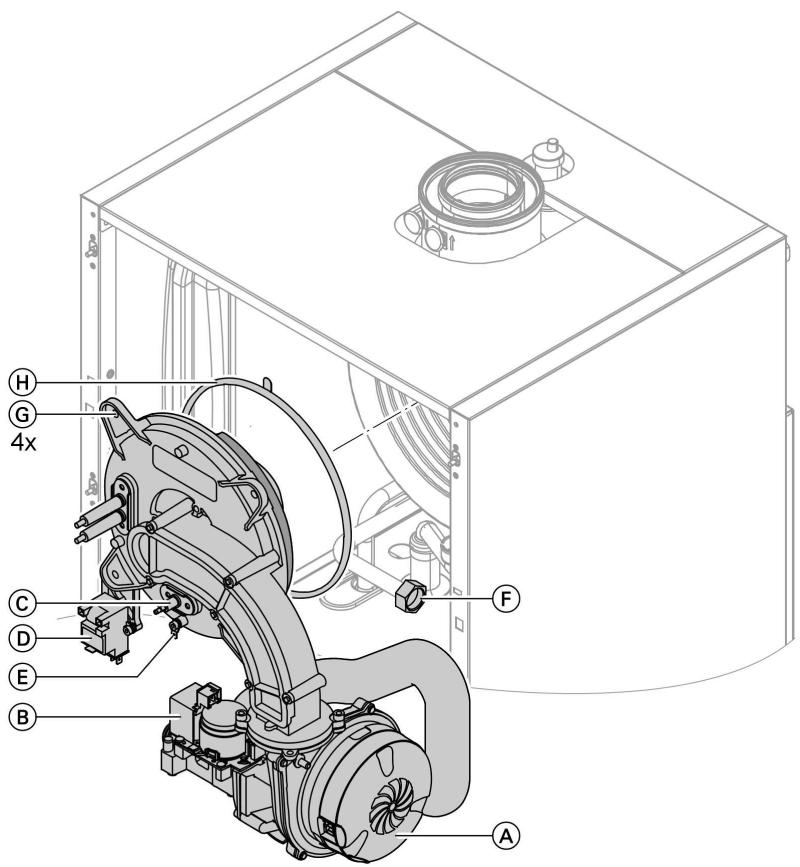 VIESSMANN VITODENS 333 - Démonter le brûleur et contrôler le joint (remplacer le joint tous les 2 ans) - 1