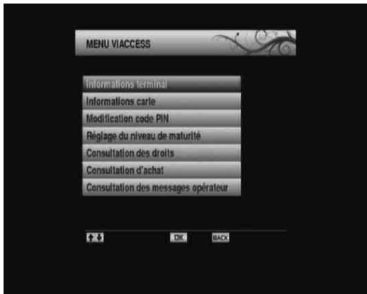 MELICONI TDSC 320 BU - Utilisation d'une carte d'accès conditionnel : Système d'accès conditionnel intégré Viaccess - 1