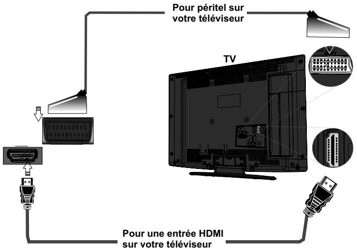 MELICONI TFSHD 2000 B - Branchement d'un boîtier terminal à un téléviseur - 1