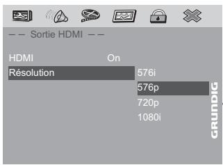 GRUNDIG GDP 7700 - Réglage de la résolution HDMI - 1