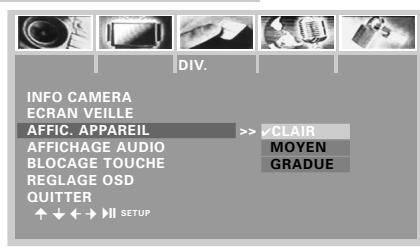 GRUNDIG GDV 130 - Activation/désactivation des écrans de veille - 1