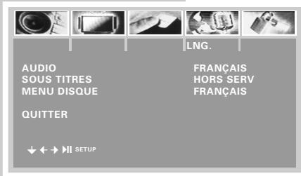 GRUNDIG GDV 130 - Réglages dans le menu «LNG.« (langue) - 1