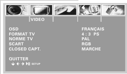 GRUNDIG GDV 130 - Réglages du menu «VIDEO - 1