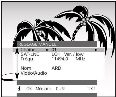 GRUNDIG SER 2100 - Réglage manuel des données d'un programme SAT - 1