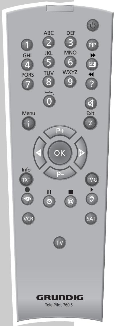 GRUNDIG SINIO DTR 6110 S - Les fonctions des touches de la télécommande - 1