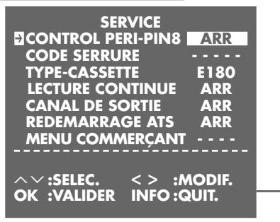 GRUNDIG XERIA GV 5153 HIFI - Sélection des particularités du menu «service - 1