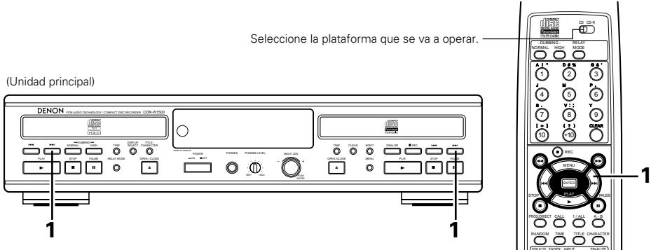DENON CDR-W1500 - Movimiento hacía adelante al comienzo de la pista",[26] - 1