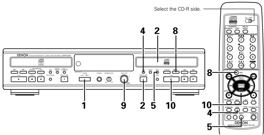 DENON CDR-W1500 - Some remarks on recording: - 1