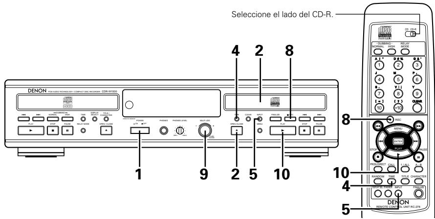 DENON CDR-W1500 - Algunas observaciones sobre la grabacion: - 1