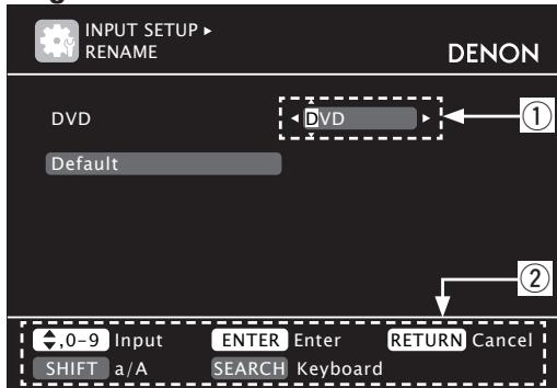 DENON AVR-2311 - □ Affichage d'un écran de saisie normal - 1