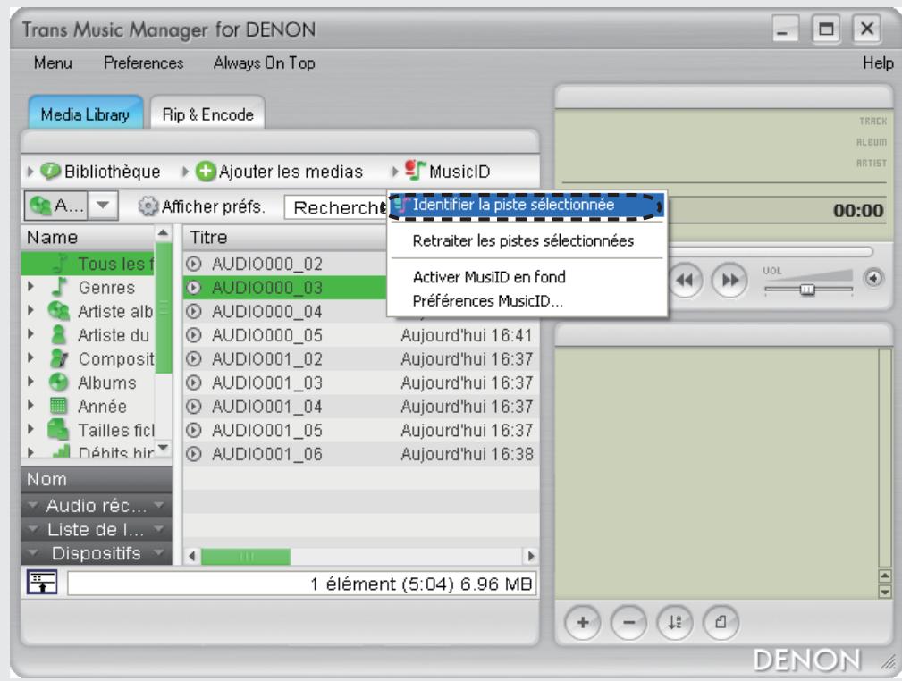 DENON TRANS MUSIC MANAGER - Sélectionnez l'album à partir de "Étape 1 : Sélectionnez un album concordant". - 7