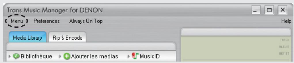 DENON TRANS MUSIC MANAGER - Sélectionnez "Manual MP3 Splitter" dans le "Menu". - 1
