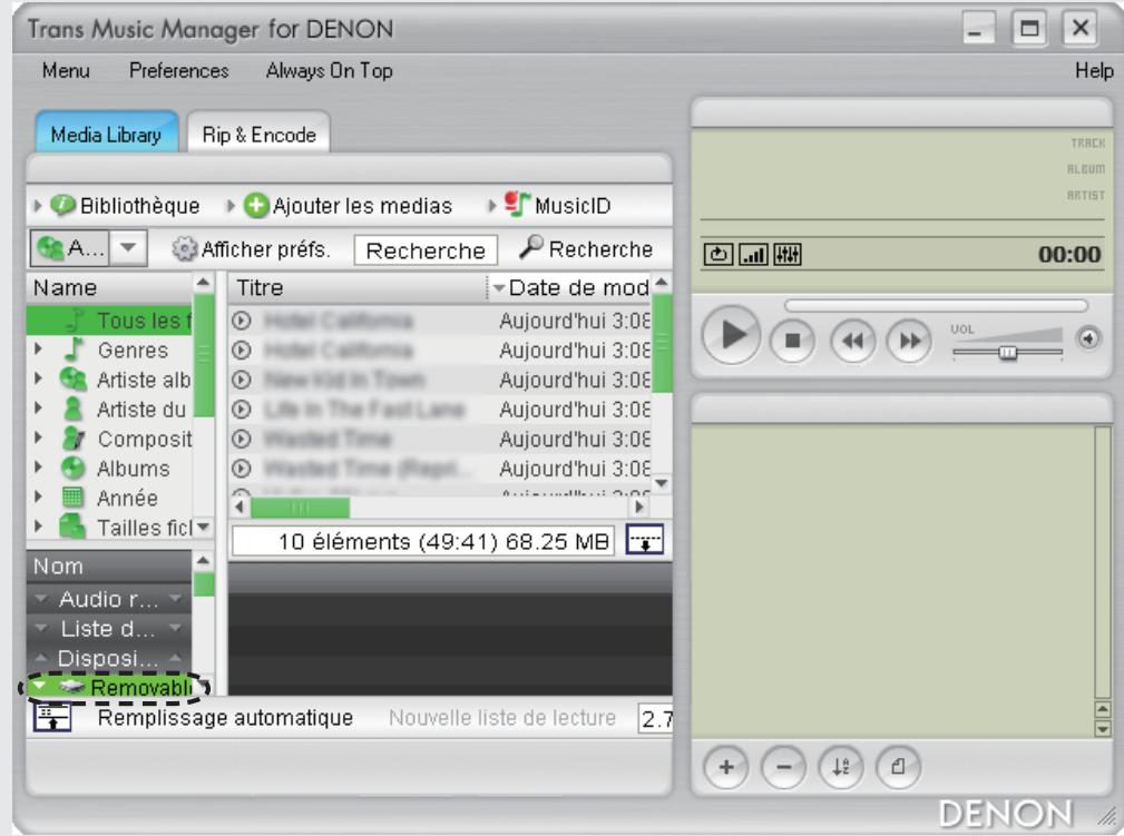 DENON TRANS MUSIC MANAGER - Cliquez sur le périphérique besoini. - 1