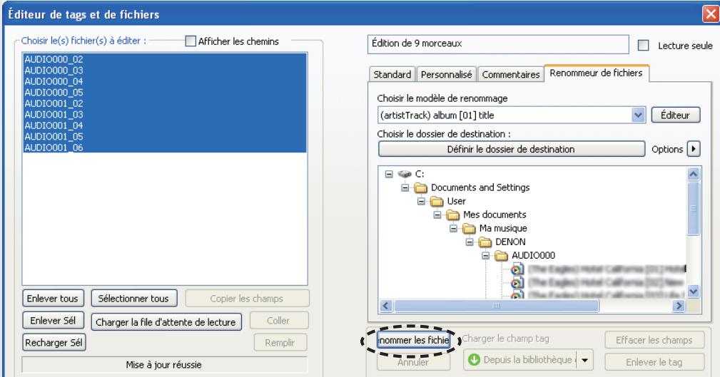 DENON TRANS MUSIC MANAGER - Cliquez sur "nommer les fichie". - 1