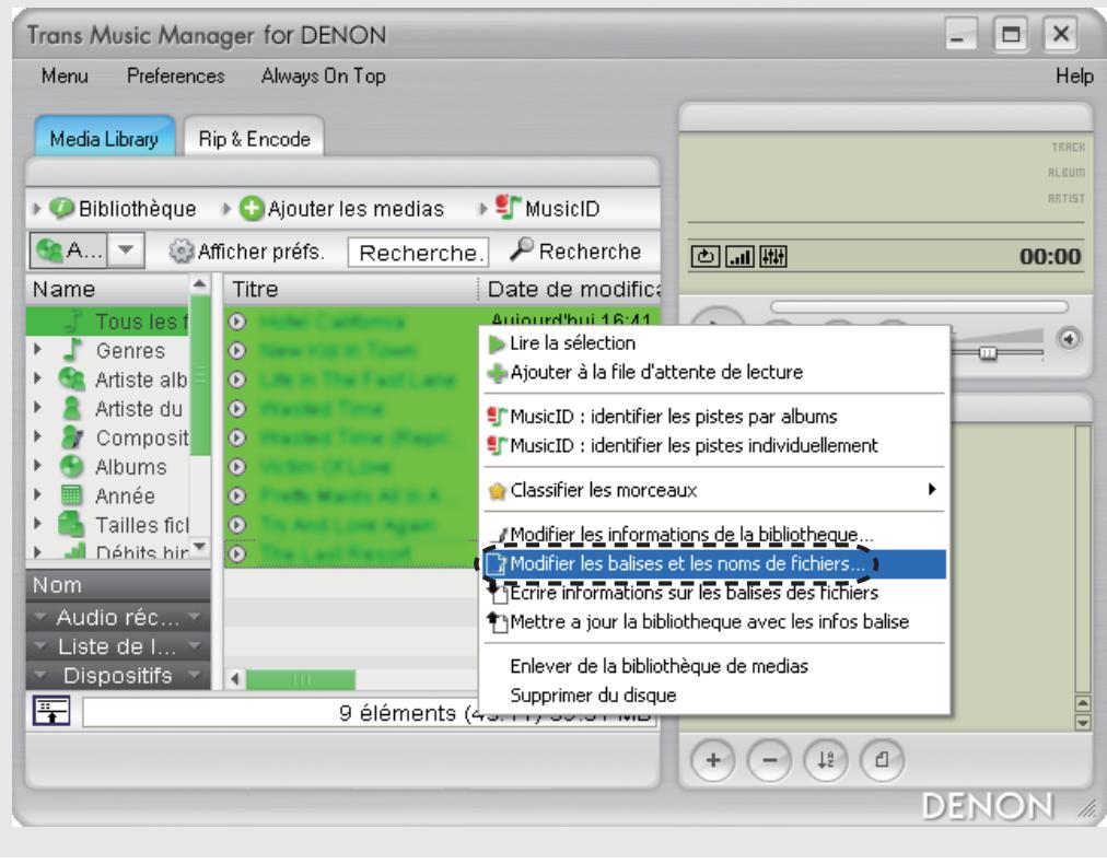DENON TRANS MUSIC MANAGER - Changement du nom de fichier - 2