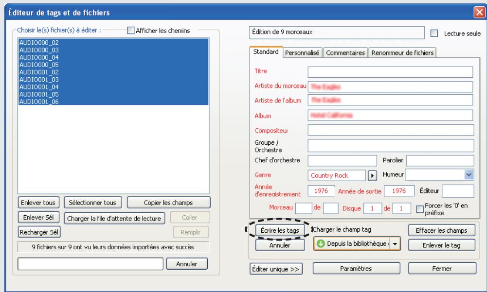 DENON TRANS MUSIC MANAGER - A Cliqueur "Ecrire les tags". - 1