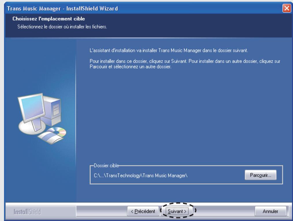 DENON TRANS MUSIC MANAGER - Si aucun "Dossier cible" n'est défini, cliquez simplement sur "Suviant >". L'installation commence. - 1