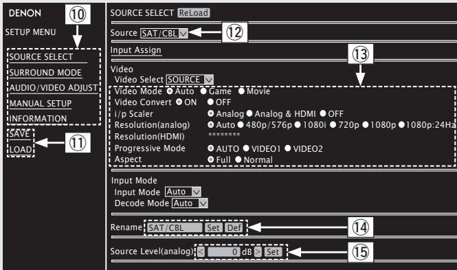 DENON AVR-4311 - [Beispiel 2] Konfigurationmenu-Bildschirm - 1
