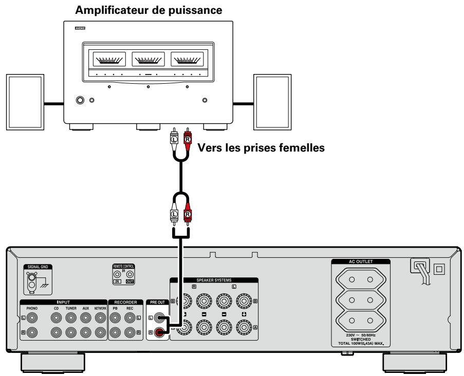 DENON DCD-520, DCD-520AE, DCD520 - Connexion à double câblage (PMA-720AE uniquement) - 2