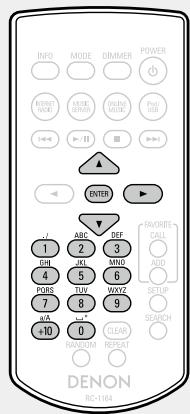 DENON DNP-F109 BK - Utilisez ou NUMBER (0 - 9, +10) pour entrer les caractères, puis appuyez sur ENTER. - 1